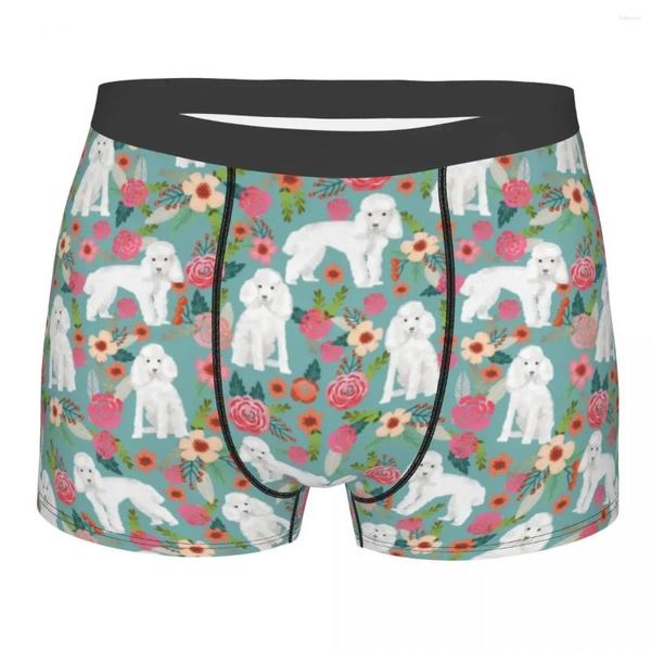 Calzoncillos Moda Masculina Vintage Caniche Perro Ropa Interior Floral Pudel Caniche Boxer Calzoncillos Estiramiento Pantalones Cortos Bragas