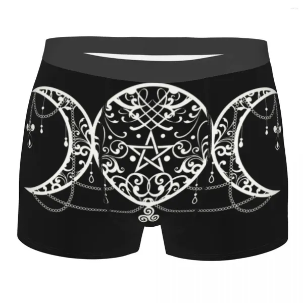 Sous-vêtements masculins nouveauté Triple lune sous-vêtements pentagramme païen Wiccan Boxer slips respirant Shorts culottes