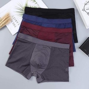 Onderbroek mannelijke slipjes modale heren ondergoed boksers ademende man ijs zijde sexy u bolle bokser vast comfortabele mesh shorts l