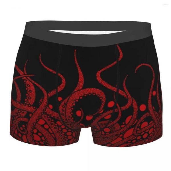 Caleçon Homme Tentacules Rouges Sexy Sur Sous-Vêtements Noirs Boxer Briefs Hommes Soft Shorts