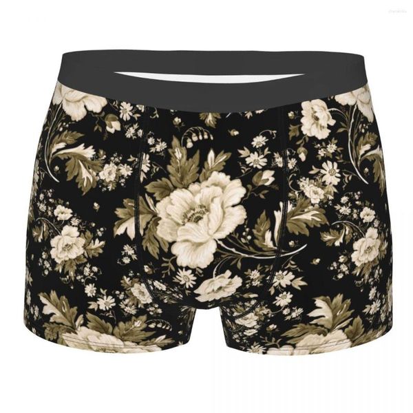 Calzoncillos Hombre Flor Floral Ropa interior Retro Humor Boxer Shorts Bragas Hombre Transpirable S-XXL