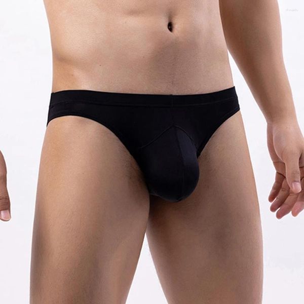 Calzoncillos Hombre Calzoncillos de seda de hielo Bolsa grande U Bragas convexas Malla de secado rápido Playa Tangas cortas Ropa interior sexy de talle bajo Bikini masculino Lencería