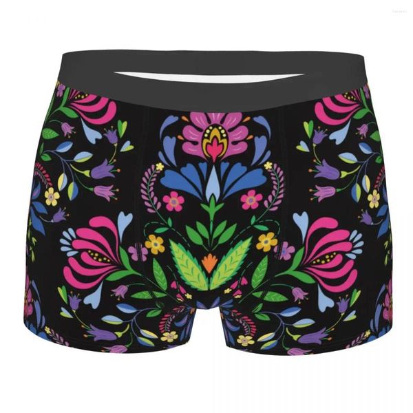Caleçon homme motif Floral folklorique mexicain Boxer slip short culotte sous-vêtements doux polonais fleurs ethniques humour masculin