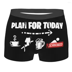 Onderbroek man plan voor vandaag grappige koffie duik bier seks ondergoed duiken freediving sexy boxers shorts slipje homme polyester