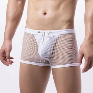 Sous-vêtements homme sexy maille boxeurs culotte drôle mâle gay pénis pochette jockstrap renflement hommes sous-vêtements