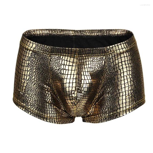 Calzoncillos Hombre Undrewear Sexy brillante en forma de U Boxer pantalones cortos metálicos Hombre Inicio Hombre Boxershorts bragas de Hombre Lencería