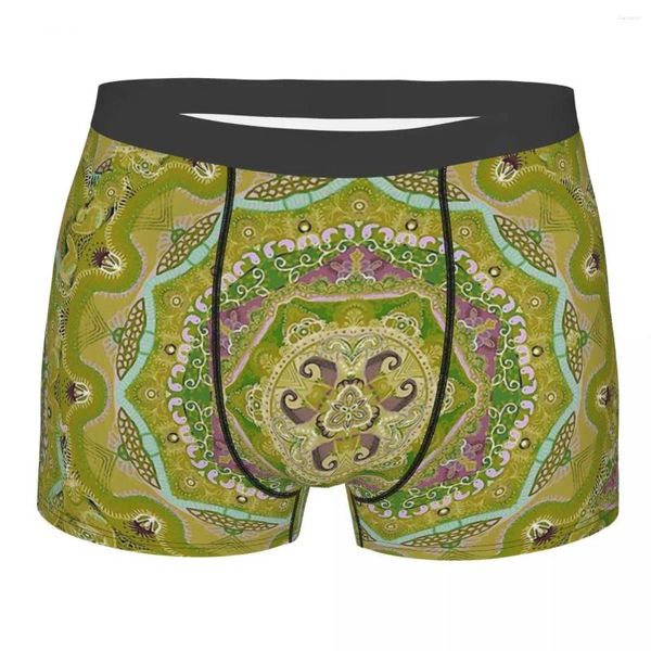 Caleçons Mandala déco jaune fleur Design peint à la main coton culottes hommes sous-vêtements confortables Shorts Boxer slips