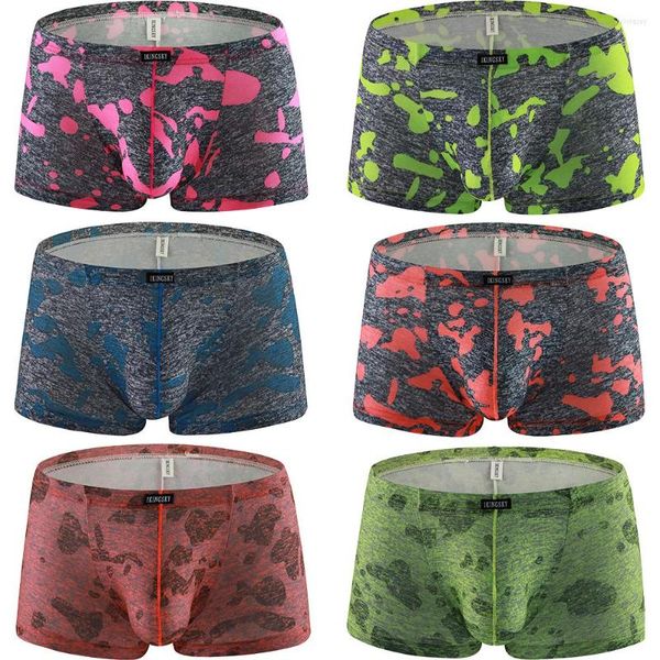 Sous-vêtements pour hommes Big Pouch Boxer Briefs Sexy Imprimé Trunk Sous-vêtements Taille basse Renflement Sous-culotte