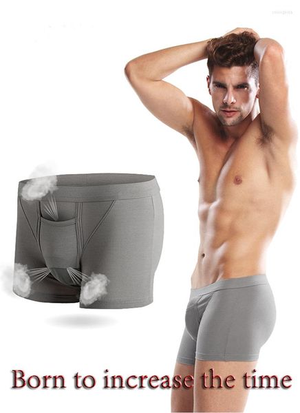 Caleçon homme Boxer slips couleur unie séparation respirant Sexy Shorts culotte pénis avoir des relations sexuelles plus longtemps