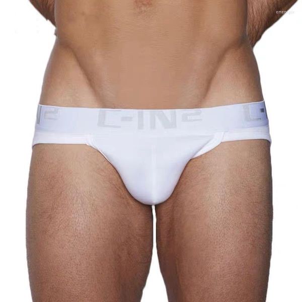 Calzoncillos de marca para hombre, ropa interior de algodón puro, Vintage, Sexy, deportivo, convexo en U, cintura baja, horquilla alta, calzoncillos triangulares para jóvenes