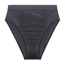 Onderbroek heren briefs plus maat glanzende olie glanzend ondergoed slipje hoge taille vaste gladde knickers zwempakbodem badkleding