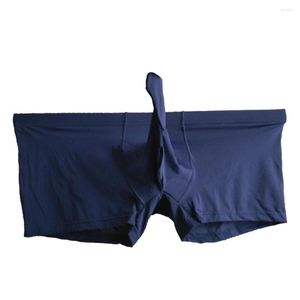 Caleçon hommes glace soie mince Boxer éléphant nez poche sous-vêtements Lingerie hommes confortable culotte respirant solide