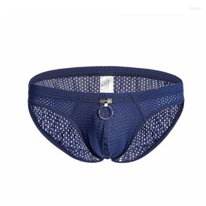 Onderbroek heren gaas briefs ademende gay convex broek ondergoed ondergoed penis pouch sexy korte lage taille mannen breifs heren slip cueca