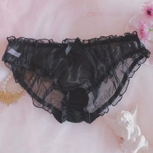 Calzoncillos para hombre, bragas sexis, calzoncillos con bolsillo de encaje Floral Sissy, ropa interior de Bikini, bragas de malla transparente, lencería sensual bonita