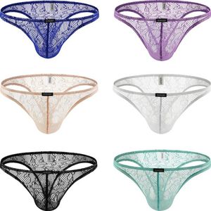 Sous-vêtements sexy pour hommes sous-vêtements brésiliens dentelle poche bikini sous culotte demi couverture arrière hommes