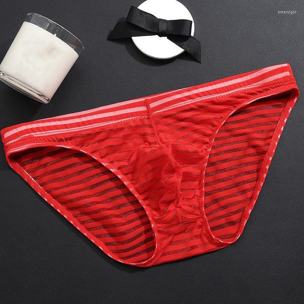 Sous-fonds Sexy Ice Silk Briefs Solide sans couture Été Summer Ultra-Thin Breathable Panties mâle Basse Basse Sous-vêtements doux