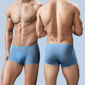 Caleçon Homme Sous-Vêtements Boxer Glace Soie Été Sans Couture Ultra-mince Jeunesse Respirant Lâche Grande Taille Short Aux Quatre Coins Tête Pan