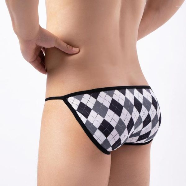 Slip sous-vêtements pour hommes mode Plaid Section mince slips à séchage rapide hommes respirant Sexy Jockstrap Y34