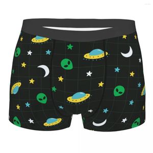 Onderbroek mannen Alien Ufo Moon Star Outer Space Pattern Underwear Funny Boxer Shorts slipje Homme Soft