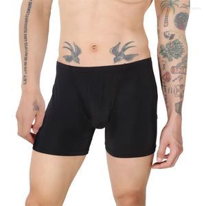 Calzoncillos para hombre, pantalones cortos antidesgaste, Boxers, ropa interior para hombre, bolsa abultada para correr, deportes, Fitness, Boxer largo para bañadores Sexy