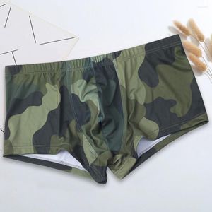 Sous-vêtements hommes armée vert camouflage près de la taille moyenne taille sexy absorbant la sueur U culotte convexe slips sous-vêtements mâles