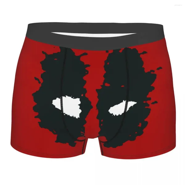 Calzoncillos hombres mal superhéroe Deadpool ropa interior héroe divertido feliz moda de color rojo Boxer calzoncillos cortos bragas hombre poliéster S-XXL