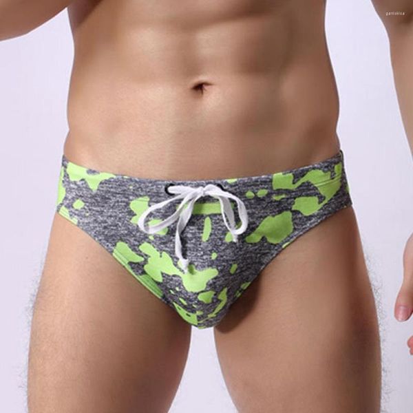 Slip hommes plage slip de bain mi-hauteur Camouflage imprimé maillots de bain maillot de bain Bikini Sexy homme piscine troncs A50