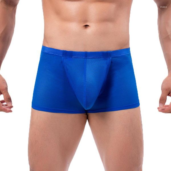 Caleçons Hommes Boxer Shorts Maille Respirant Pénis Poche Sous-Vêtements Sissy Slip Homme Gay Culottes Troncs Boxershorts Calzoncillos