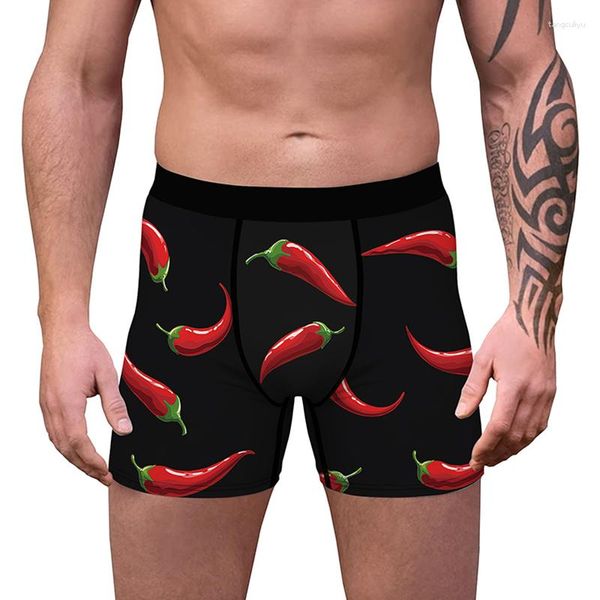 Calzoncillos Hombres Boxer Ropa interior Cool Print 3D Cintura baja Sexy para poliéster Transpirable Cómodo Calzoncillos divertidos Largo 2023