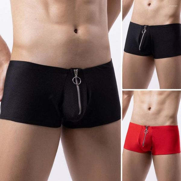 Calzoncillos Boxers para hombres, transpirables, antisépticos, con cierre de cremallera, diseño convexo en U para ropa interior cómoda de secado rápido