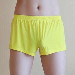 Caleçon Hommes Boxers Glace Soie Boxer Troncs Sexy Taille Moyenne Solide Couleur Sheer Respirant Sans Couture Shorts Sous-Vêtements Confortable Doux Homme