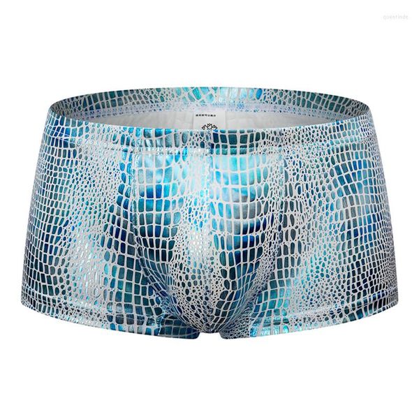 Caleçons Hommes Boxers Métallique Serpent Motif Imitation Cuir Cool Sexy Sous-Vêtements Boxershorts Taille Basse Discothèque