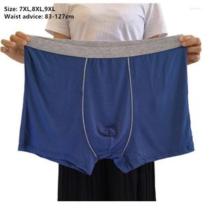 Sous-pants Men Boxer Shorts plus sous-vêtements de taille lâche grande 7xl 8xl 9xl hommes solide stretch mâle bambou fibre court