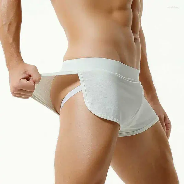 Calzoncillos Hombres Boxers Ropa interior Pantalones sueltos Arro Sexy Incorporado Bolsa de pene Tanga Malla transpirable Pantalones cortos para el hogar Ropa para el hogar Deportes Correr