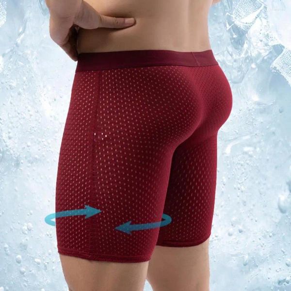 Calzoncillos para hombre, calzoncillos transpirables, ropa interior deportiva de verano, bragas de seda de hielo de alta elasticidad para secado rápido