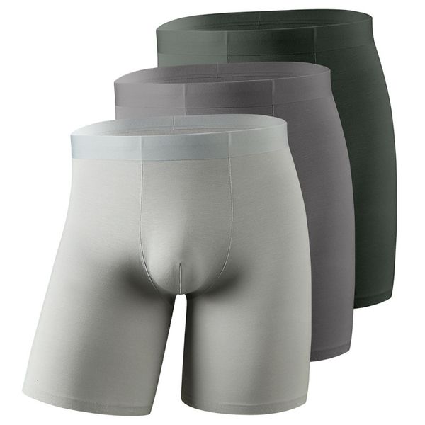 Caleçon Hommes Respirant Longue Jambe Boxer Shorts Sport Grande Taille Sexy Élastique Hommes Culottes Cueca Mâle Glace Soie Sans Soudure Allonger Pantalon Court 230506