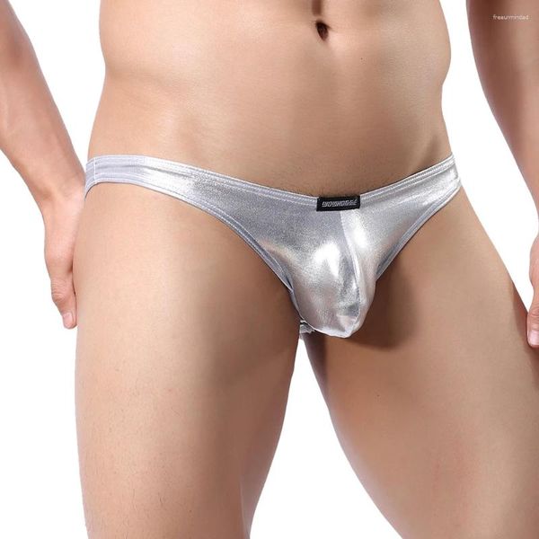 Calzoncillos Calzoncillos para hombre Ropa interior de piel sintética sexy Aspecto mojado Tanga Breve bulto Deportes Suspensorio Bragas Tanga para hombre Bolsa Bikini sin espalda