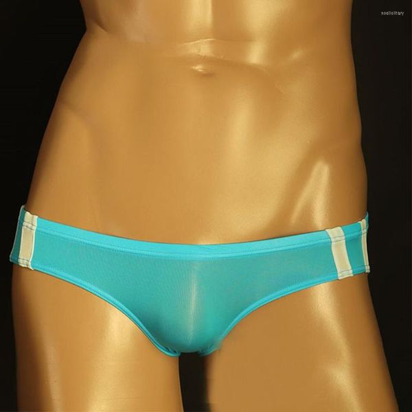 Calzoncillos para hombre, calzoncillos Sexy para gais, Tanga sin costuras, Tanga con espalda en T, ropa interior, Tanga de seda helada de cintura ultra baja