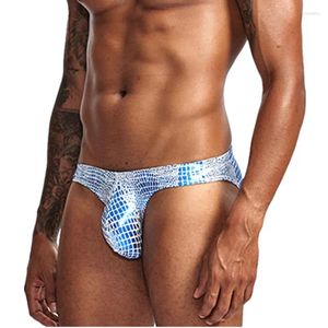 Men de caisse Men Briefes Sexy Gay Underwear Men's Snake Sket Faux Leather Low Raise Slip Penis Cueca Calzoncillos Hombre M-xxl