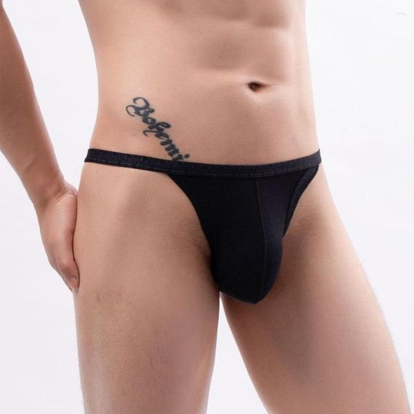 Sous-vêtements hommes slips sexy taille basse poche bombée string string sous-vêtements ultra-mince respirant t-back bikini slip homme