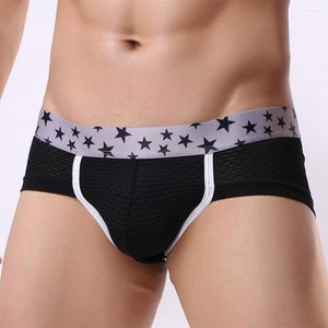 Slip hommes slips Sexy maille taille basse Bikini culotte U poche sous-vêtement respirant été haute élastique Calzoncillos Hombre