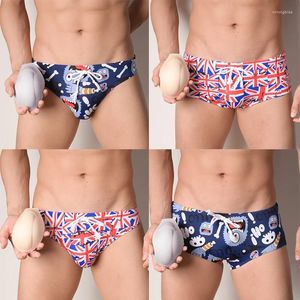 Onderbroek mannen briefs sexy zwemmen gewatteerde push -up slipjes trekstring badkleding zwempak trunks strandkleding bikini gedrukt naadloos ondergoed