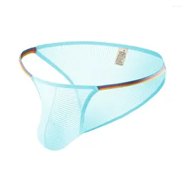 Slips Hommes Slips Sexy Transparent Mesh Jockstrap String Respirant Pénis Poche Sous-Vêtements Renflement Culotte Érotique