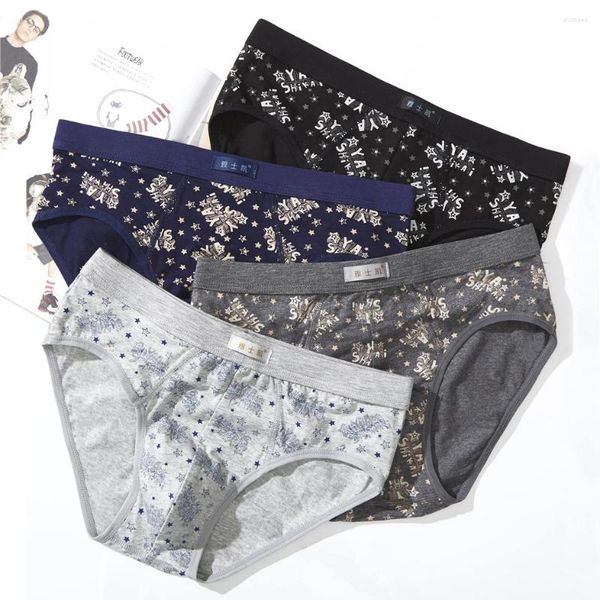 Calzoncillos calzoncillos para hombre, ropa interior Sexy, transpirables, cómodos, pantalones cortos con estampado de algodón suave, bragas de talla grande Cueca