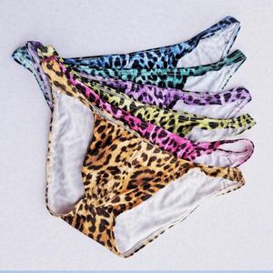Slip hommes slips sous-vêtements Sexy imprimé léopard poche bombée Bikini Jockstrap taille basse respirant Gay homme HT033
