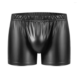 Men de cale Boxer Boxer Boxer Sexy Faux Tox Cuir Underwear Boxer Shorts Sheaty Male Gay Big Bulge Souch