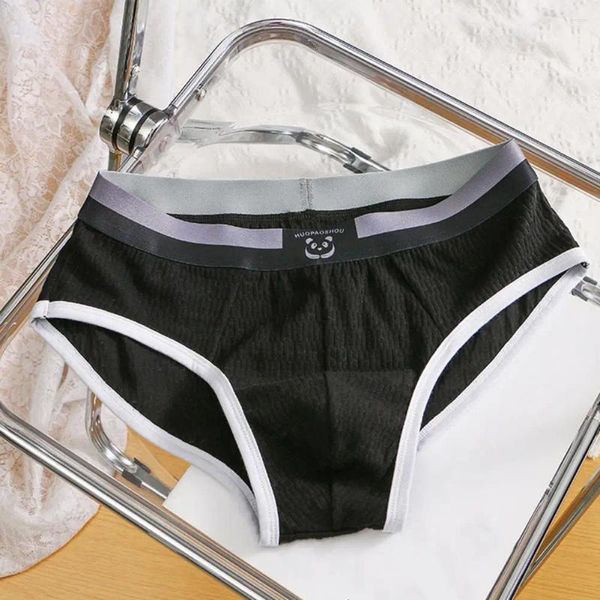 Sous-fonds Men Briefs décontractés Panda Modèle élastique élastique large culotte de taille moyenne des sous-vêtements plissés extensibles respirants