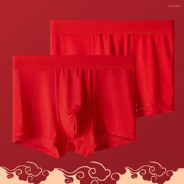 Mutande da uomo stile cinese intimo rosso modale boxer a vita media slip traspiranti sexy mutandine lingerie da sposa da uomo