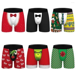 Sous-vêtements hommes sous-vêtements de Noël drôle 3D imprimé boxer shorts homme respirant