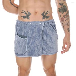 Onderbroeken Heren Koraal Fluwelen Sexy Button Down Wearable Badstof Strandshorts Met Zakken Pyjama Warme Rok Fancy Ondergoed